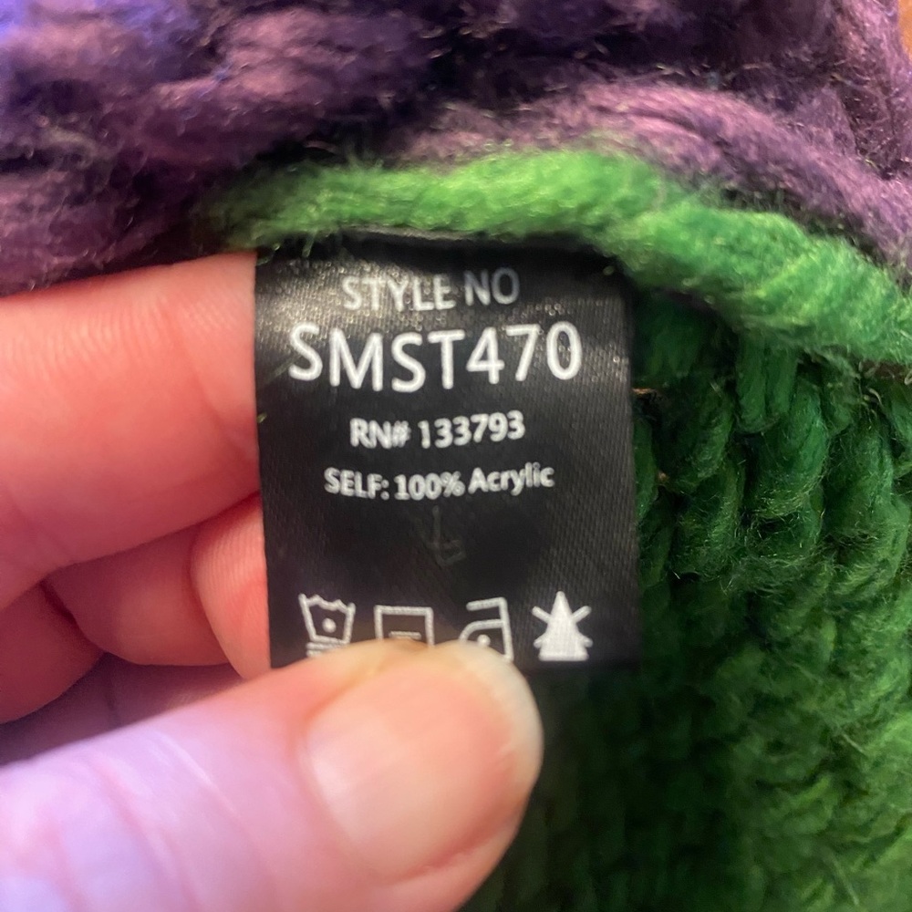 POL Chunky Colorblock Green & Plum Knit Sweater - Picture 9 of 10